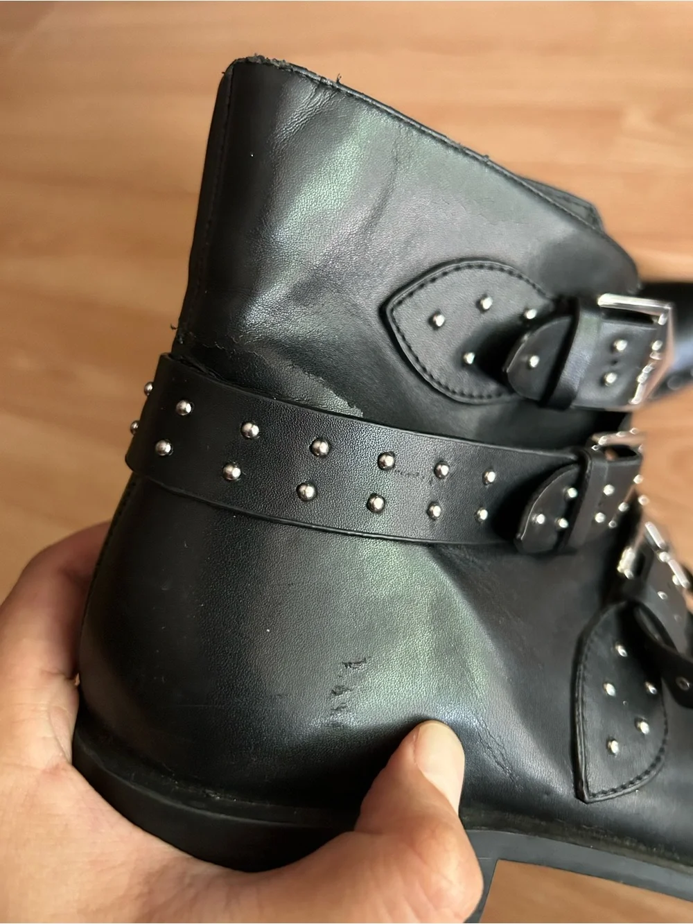 Forever 21 Black Metal Studded Low Top Boots Size 7
